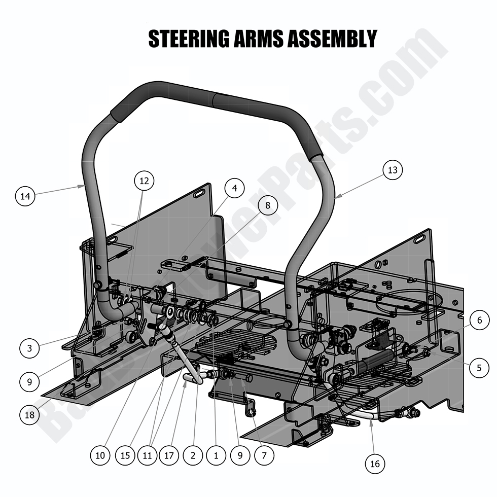 1734 - Bad Boy Mower Parts Lookup > 2018 > ZT Elite > Steering Arm Assembly